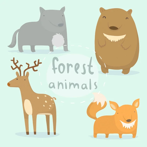 Conjunto de animales forestales . — Archivo Imágenes Vectoriales