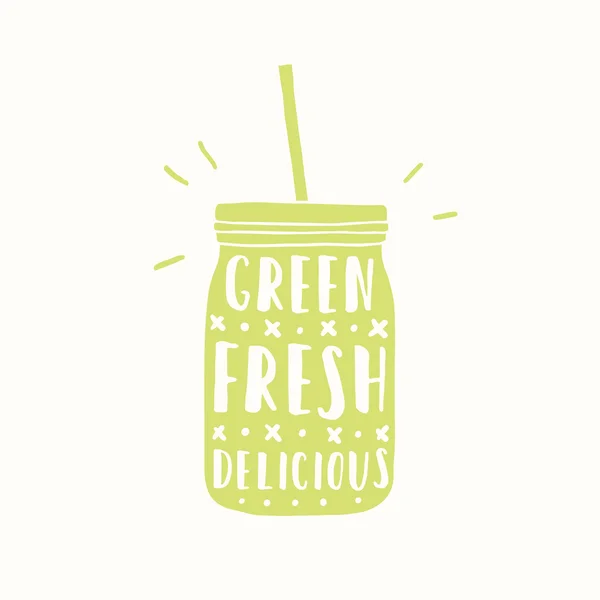 Vert, frais, délicieux. Silhouette de pot vert . — Image vectorielle
