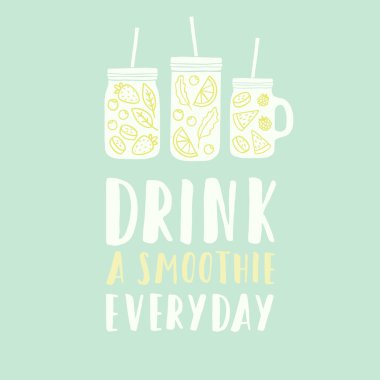 Üç farklı mason kavanoz smoothie maddeler ile. 