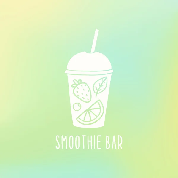 Un bar à smoothies. Coupe à emporter avec les fruits . — Image vectorielle