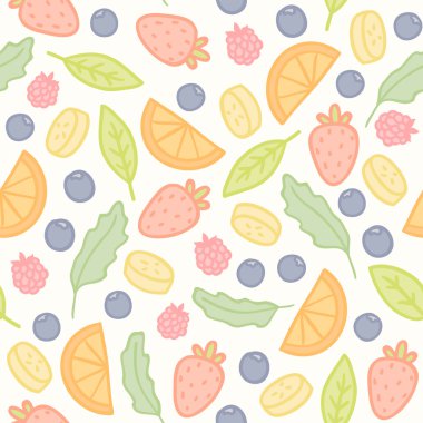 Doodle meyve ve çilek seamless modeli