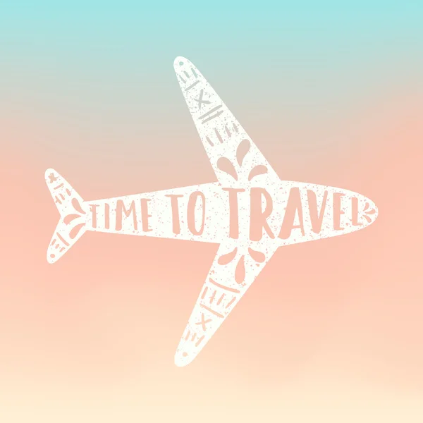 Time to travel. Plane silhouette — Stock Vector