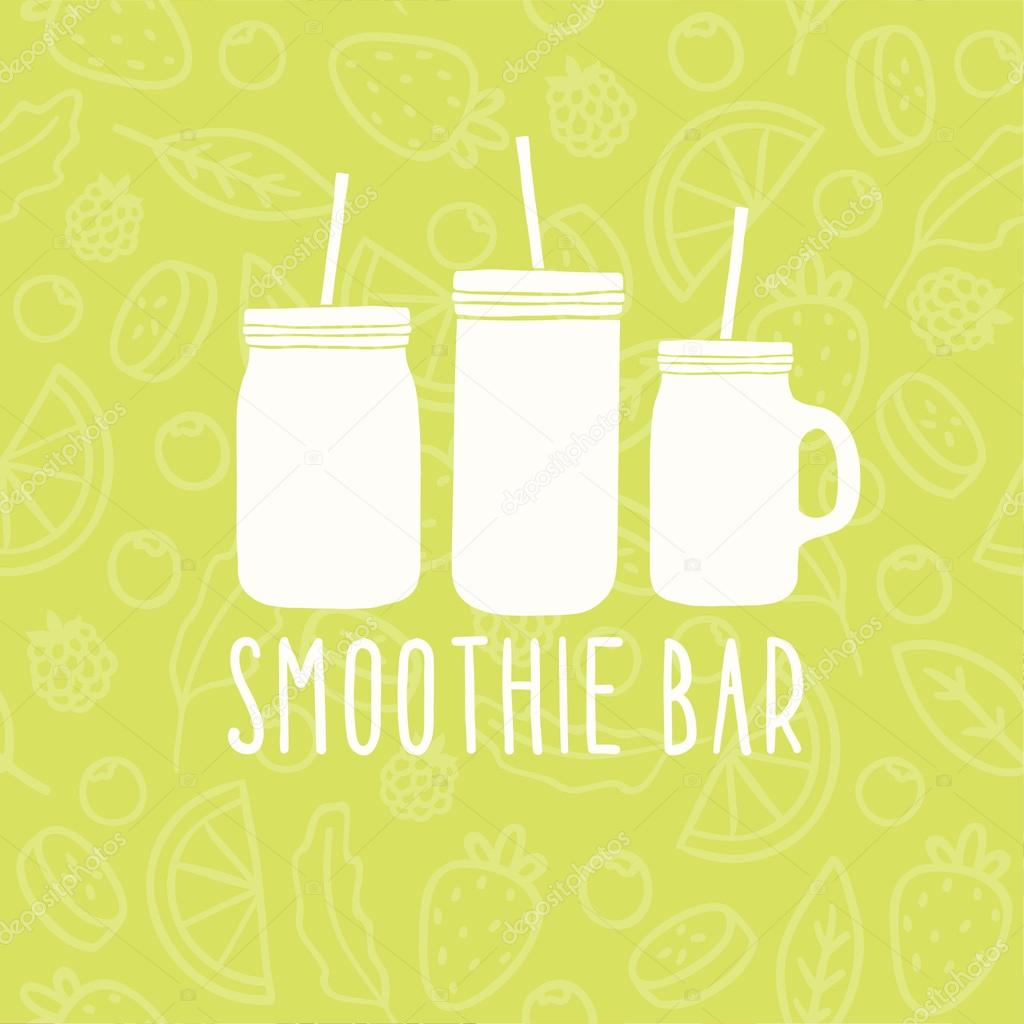 Smoothie bar logo. 3 different mason jars. 
