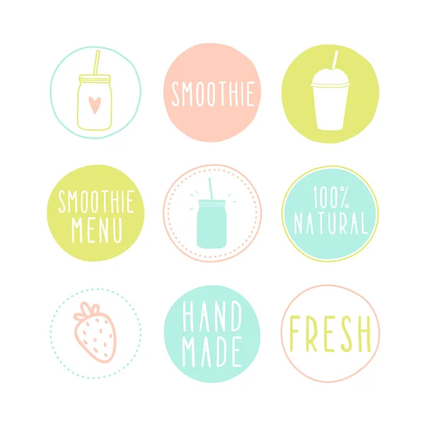 Set of different smoothie labels. — Stock Vector