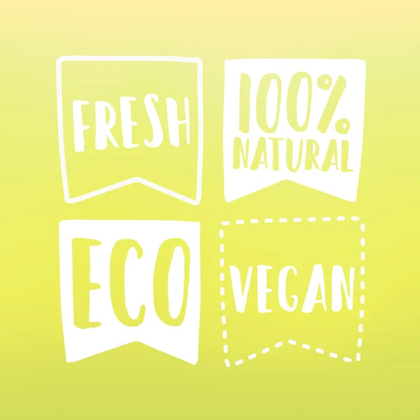 Natural and vegan flag tags — Stock Vector