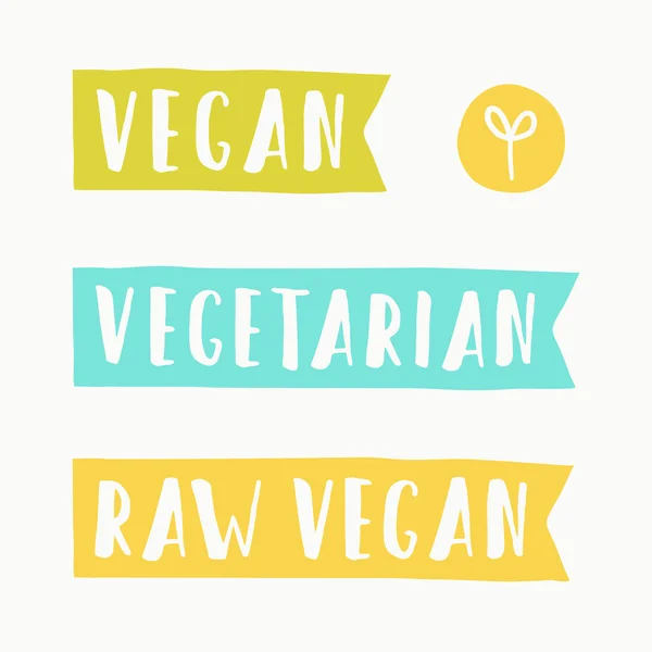 Vegan, χορτοφάγος, Ωμοφαγία σημάδια. — Διανυσματικό Αρχείο