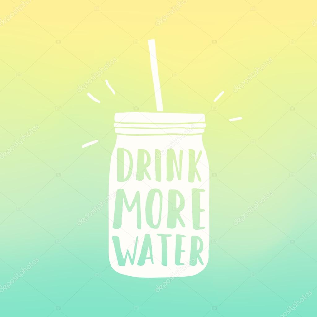 Drink more water poster. Mason jar silhouette and blur background Stock  Vector Image by ©kondratya #82729338
