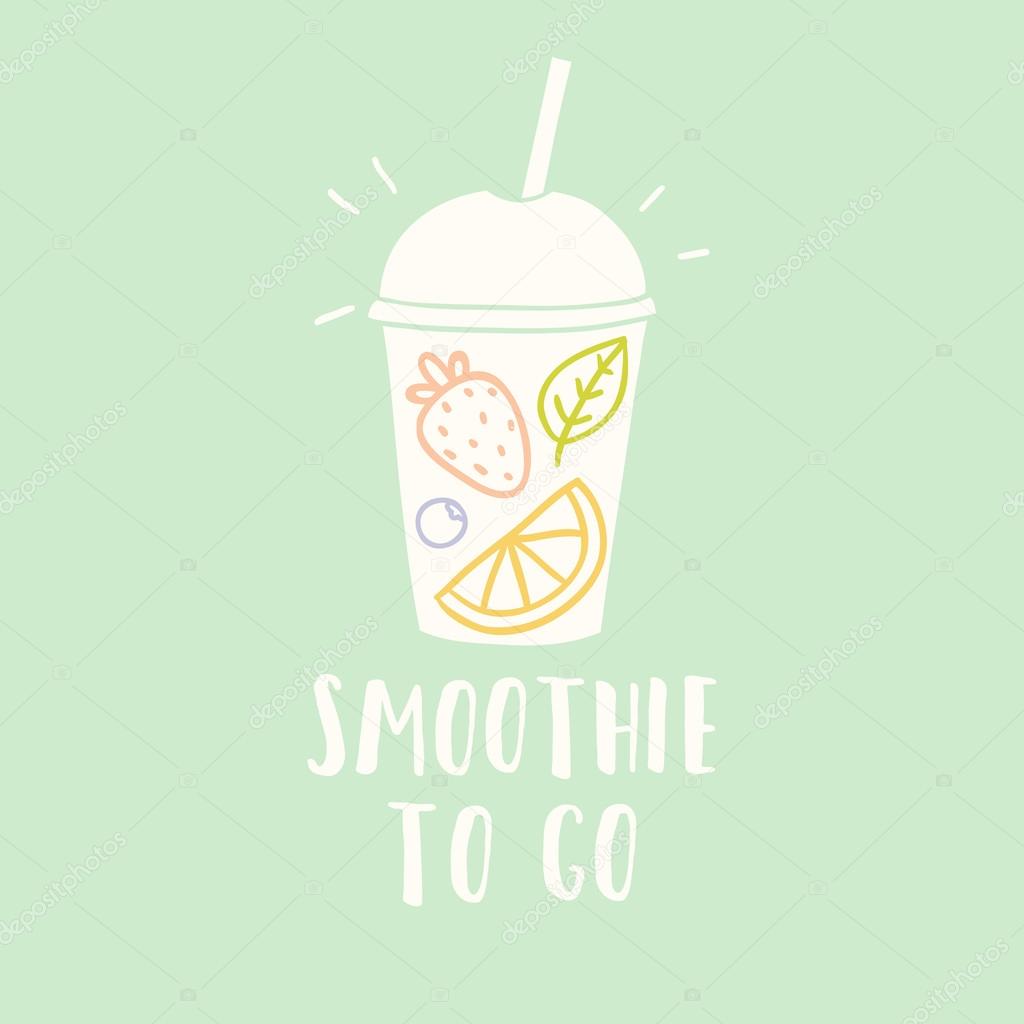 Smoothie cup to go. Vector hand drawn illustration