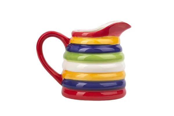 Colorful striped  milk jug  isolated — Stock Photo, Image