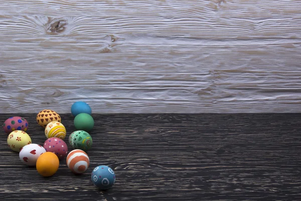 Easter eggs on wooden background. — Stock Photo, Image