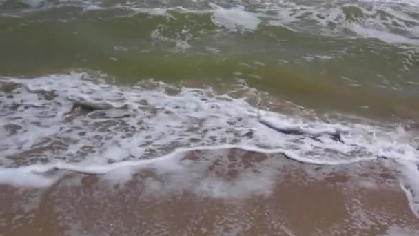 Golven afwas op strand — Stockvideo