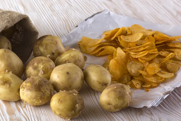 Chips and raw potato.