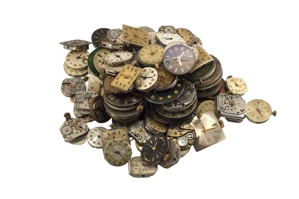 Varios relojes antiguos en blanco Fotos De Stock Sin Royalties Gratis