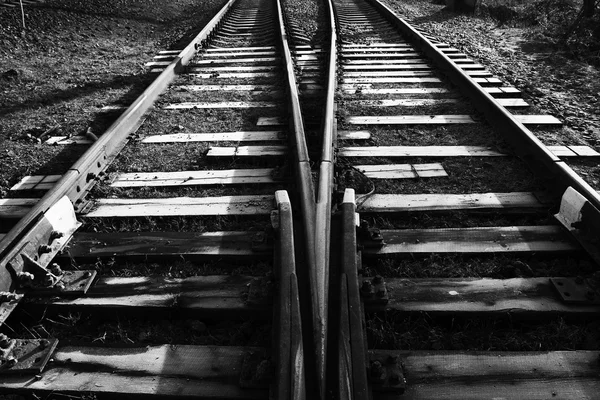 Monochrome image of the railway — Stock Photo, Image