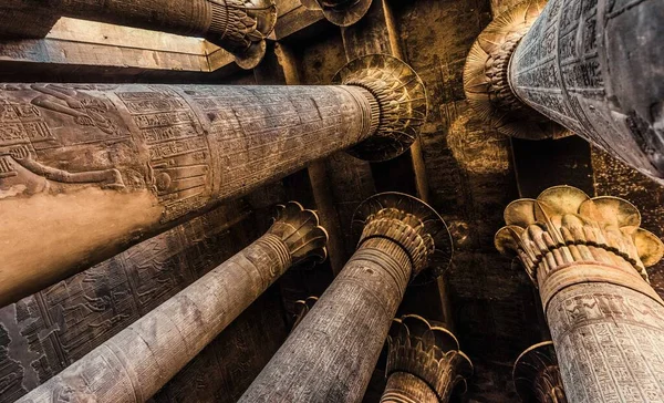 Colunas Hieróglifos Templo Khnum Esna — Fotografia de Stock