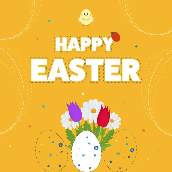 Tarjeta de felicitación feliz Pascua — Vector de stock