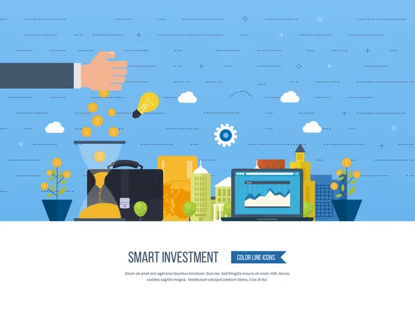 Concept de conception pour investissement intelligent — Image vectorielle