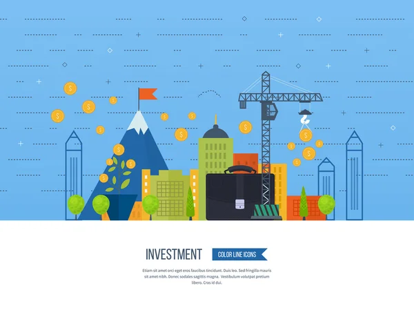 Investissement immobilier. Activités d'investissement . — Image vectorielle