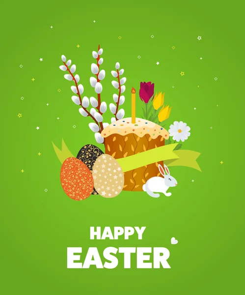 Feliz Pascua ilustración con huevos — Vector de stock
