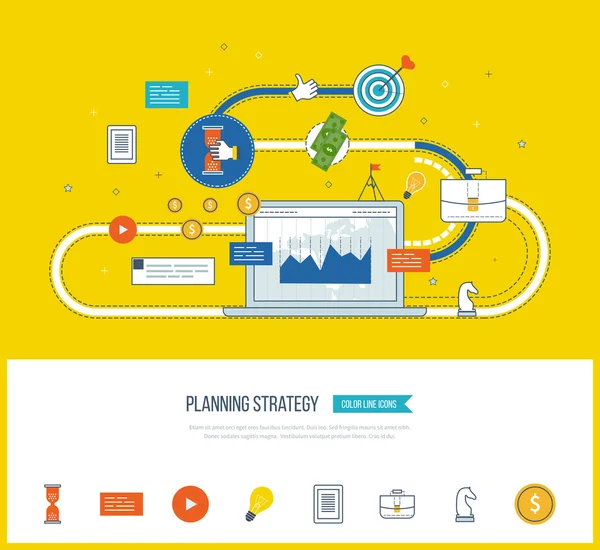 Planning strategy and marketing strategy concept — Stock Vector