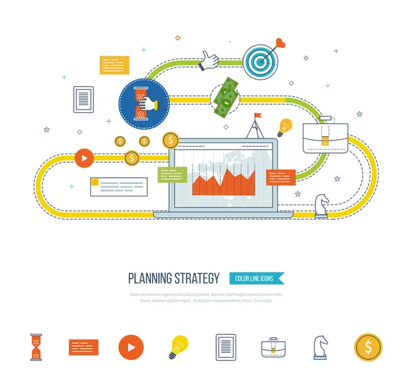 Planning strategy and marketing strategy concept — Stock Vector