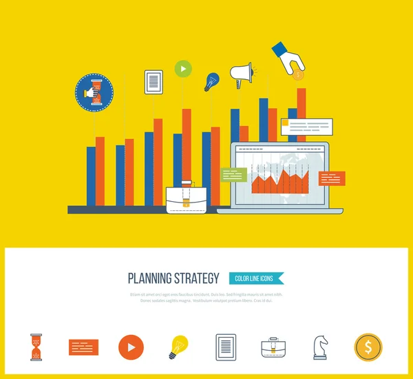 Estratégia de planejamento e conceito de estratégia de marketing —  Vetores de Stock