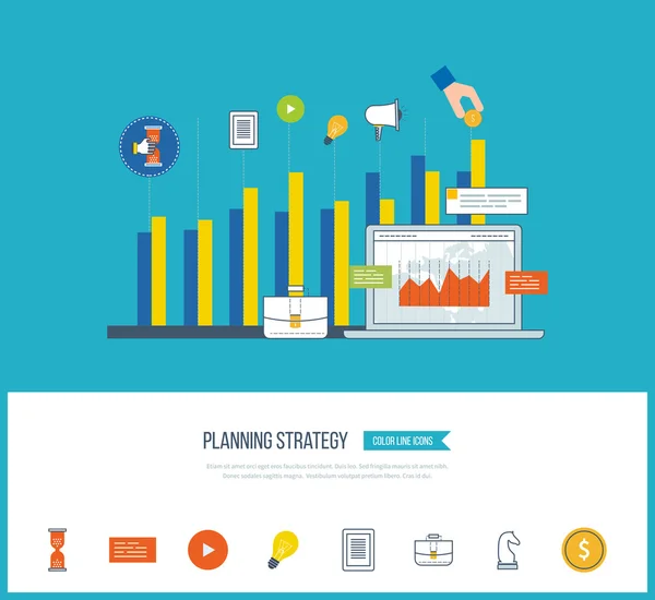 Estrategia de planificación y estrategia de marketing — Vector de stock