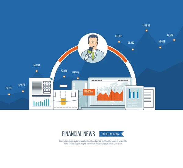 Noticias financieras y estrategia — Archivo Imágenes Vectoriales