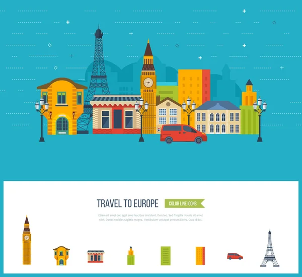 United Kingdom and France travel concept — Stok Vektör