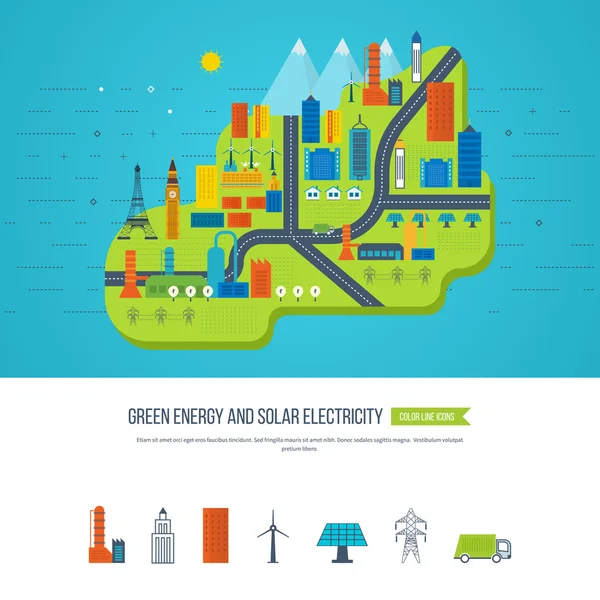 Ilustración con iconos de la ecología — Vector de stock