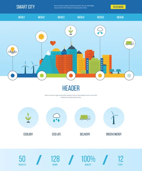 Verde eco ciudad infografía — Vector de stock