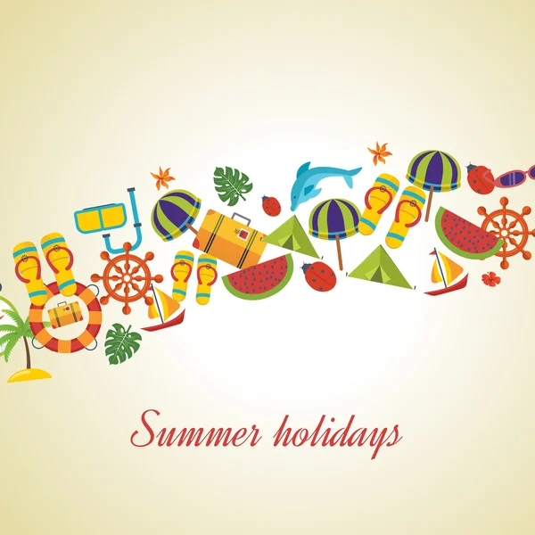 Set di icone piatte per le vacanze estive — Vettoriale Stock