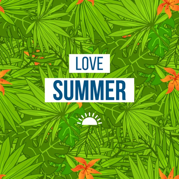 夏季热带背景的棕榈叶 — 图库矢量图片