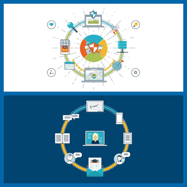 Concepto de educación en línea, cursos de formación, universidad. Inversiones — Vector de stock