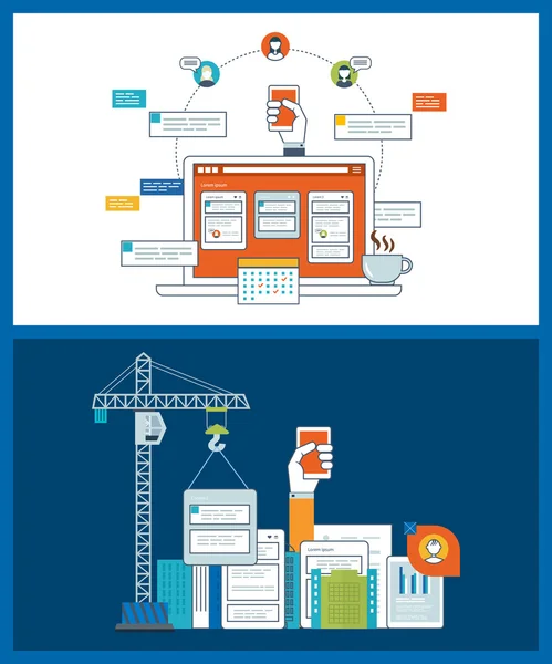 Web application development. Concept for financial report and project management. — Stock Vector