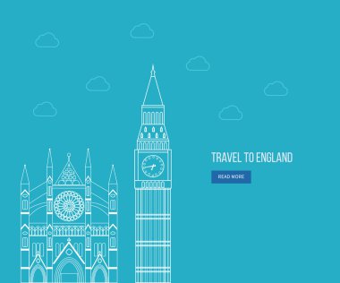Londra, İngiltere düz simgeler tasarım seyahat konsepti
