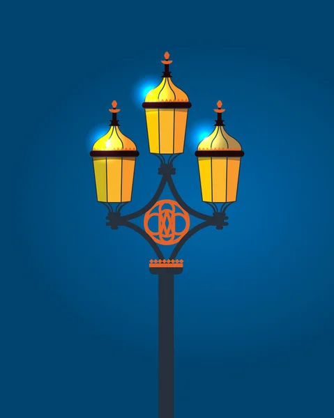 Lanterne de rue antique en métal forgé — Image vectorielle