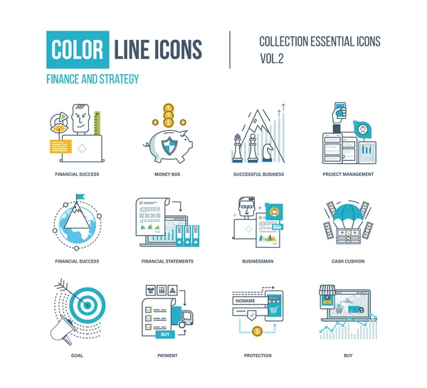 Color Conjunto de iconos de línea delgada . — Archivo Imágenes Vectoriales