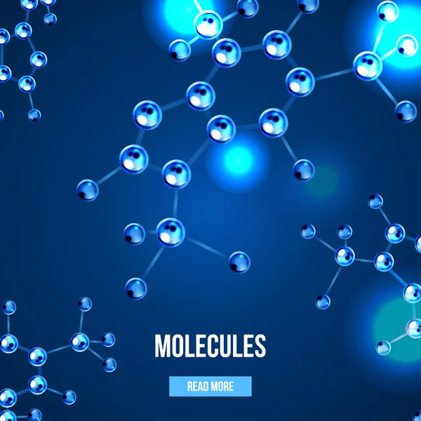 Banners con diseño de moléculas azules . — Vector de stock