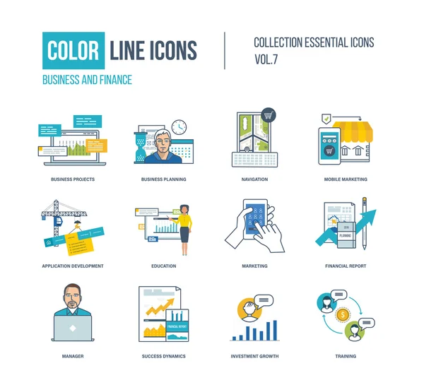 Color Conjunto de iconos de línea delgada . — Vector de stock