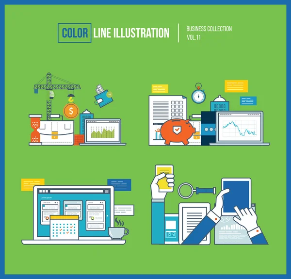 Concepten voor business planning, financiële strategie, Projectbeheer. bescherming — Stockvector