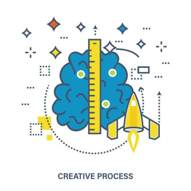 Yaratıcı süreç, yaratıcılık, hayal gücü ve başlangıç projeler kavramı.