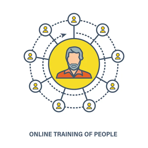 Concept van online training people-kennis, cursussen, e-learning. — Stockvector