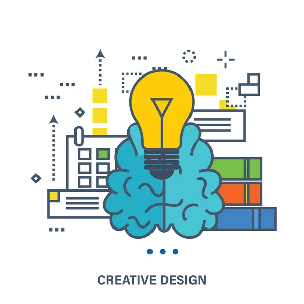 Έννοια του δημιουργικού σχεδιασμού και της καταιγισμού ιδεών. — Διανυσματικό Αρχείο