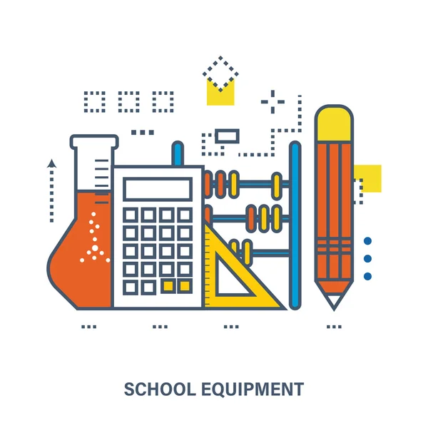 Concept van school uitrusting en onderwijs. — Stockvector