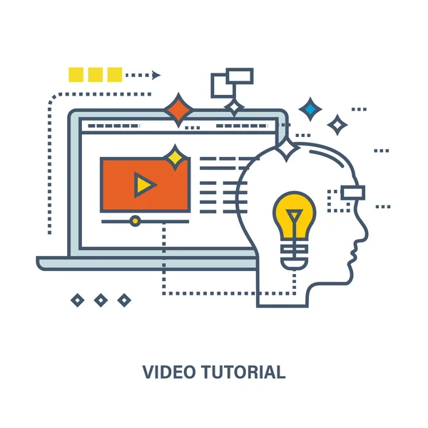 Concepto de educación y video tutorial . — Archivo Imágenes Vectoriales