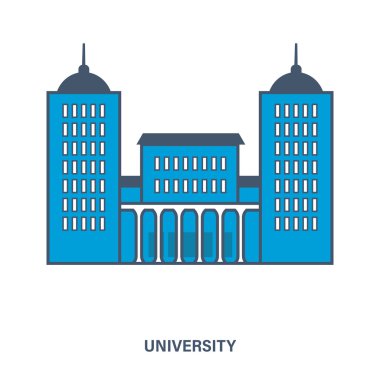 Üniversite binası. Düz Vektör çizimi.