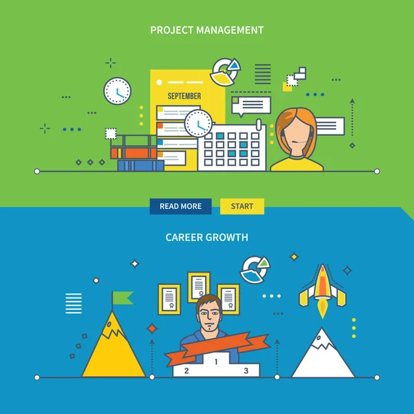 Conceitos para Gestão de Projetos e Crescimento da Carreira . — Vetor de Stock