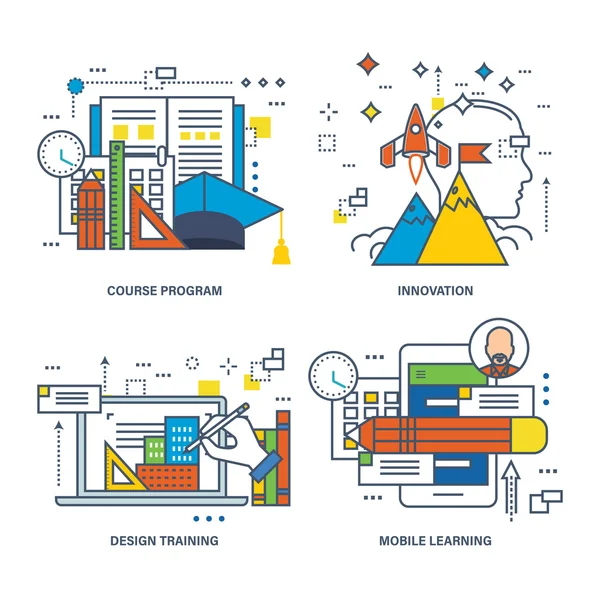 Concept de créativité, vision, connaissance, génération d'idées — Image vectorielle