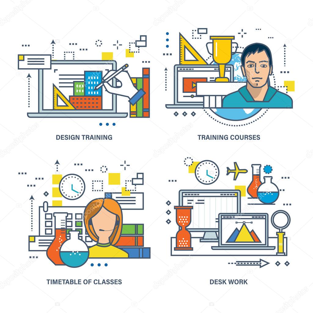 Concept of timetable classes, training courses, desk work